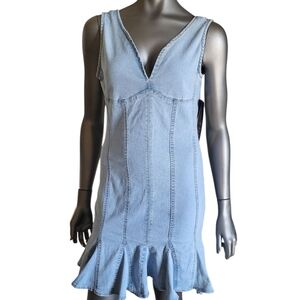 NWT Girlish Light Blue Denim Sleeveless Dress - Size Medium